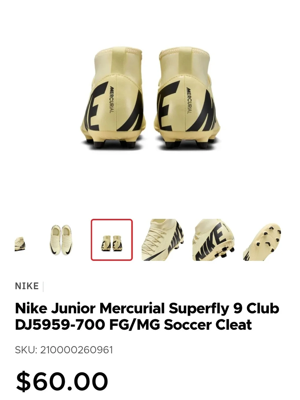 Nike Junior Mercurial Superfly 9 Club DJ5959-700 FG/MG Soccer Cleats size 4 - Picture 10 of 11